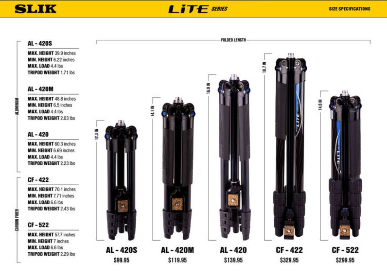سه پایه های سری LITE کمپانی SLIK