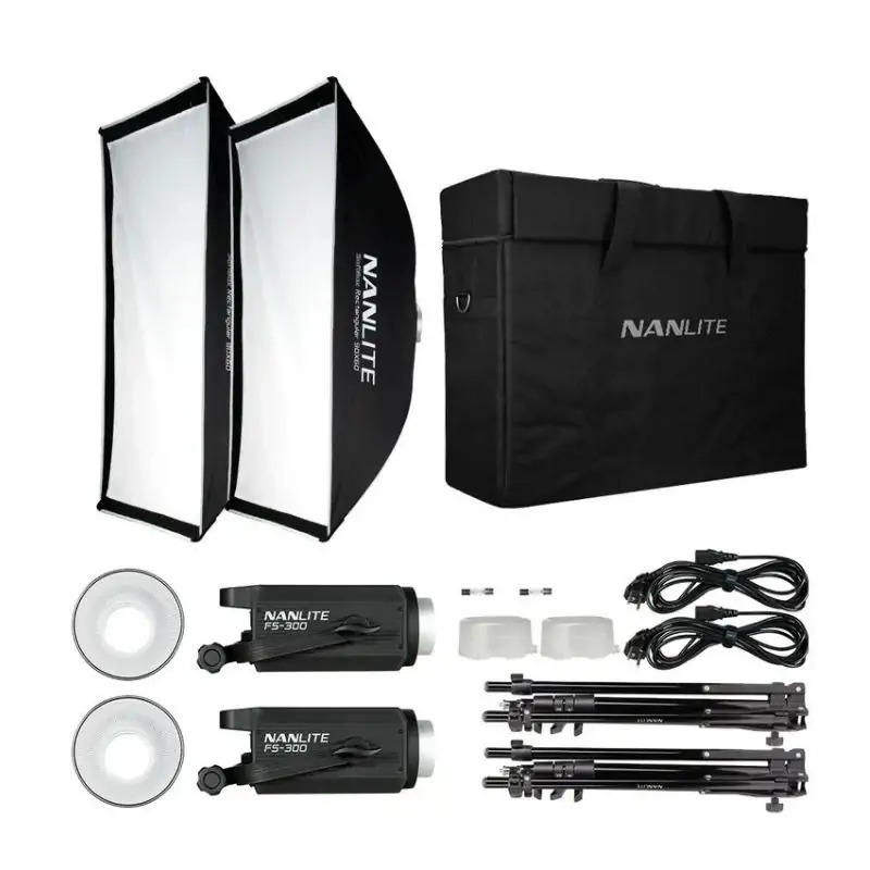 کیت 2 تایی نور ثابت نانلایت Nanlite FS-300B Monolight Kit همراه سافت باکس و سه پایه