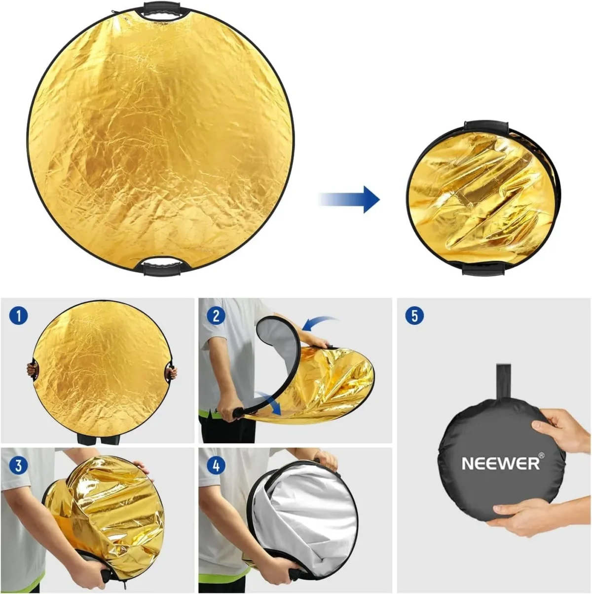 رفلکتور 5 کاره فوتوکس Photox Reflector 110cm دسته دار