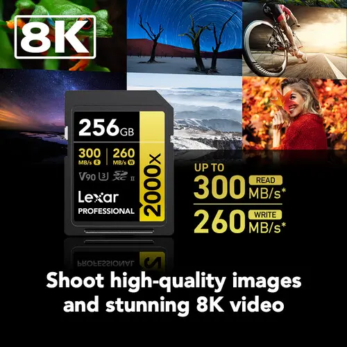 کارت حافظه لکسار Lexar 256GB | مدل Professional 2000x UHS-II SDXC سرعت 300MB/s
